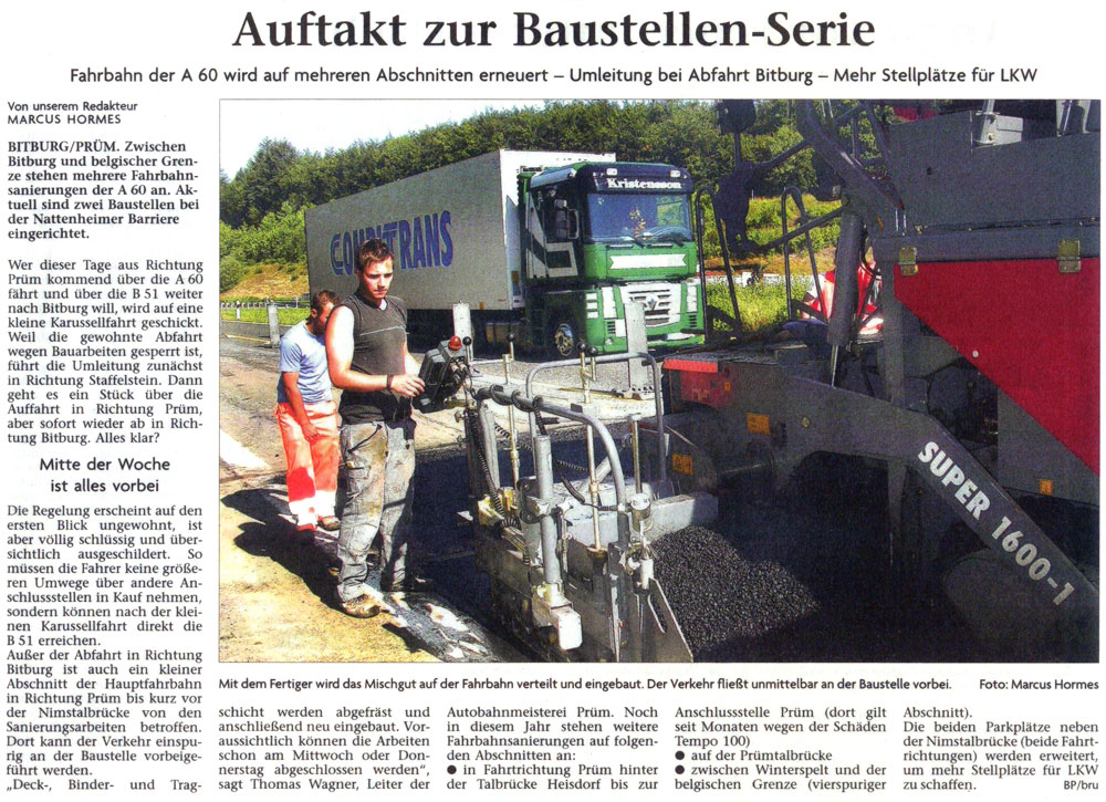 Backes Bau- und Transporte GmbH – Presse